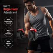 Sparnod Fitness Adjustable Dumbbells Pair (24kg x 2) | 12-Level One-Hand Quick Adjustment | Heavy Duty Steel Build with Safety Lock & Storage Trays- SAD-24