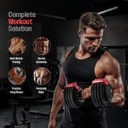 Sparnod Fitness Adjustable Dumbbells Pair (24kg x 2) | 12-Level One-Hand Quick Adjustment | Heavy Duty Steel Build with Safety Lock & Storage Trays- SAD-24