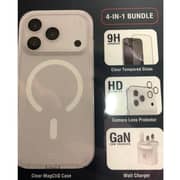 Infinyty Clear Case With Screen And Lens Protector And Charger Clear iPhone 17 Pro Max - BUN010X17