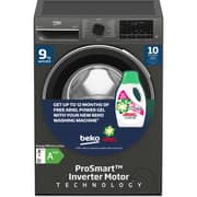 Beko 9 Kg Front Load Washing Machine, 1400 RPM, 15 Programmes, Quick wash, SteamTherapy, WTV9314XM(Grey) + (Ariel Power Gel 600 ml x 16 Bottles)