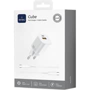 Wiwu Cube Charger With USB-C To C Cable White - WI-G018CCW