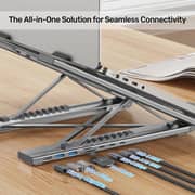 Unitek 7-in-1 USB-C Foldable Laptop Stand With Docking Station Silver - D1137AGY01