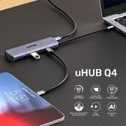 Unitek uHUB Q4 4-in-1 USB-C Hub 2 USB-A & 2 USB-C Ports - H1112DGY01