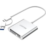 Unitek 3 Ports Card Reader USB 3.0 with USB-C Adapter White - Y-9313D