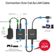 Unitek USB 2.0 4 Port Extender Over Cat Cable 1.5m Black - Y-2516-UK