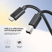 Unitek USB-C To USB-B Printer Cable 2m Black - C14140ABK03-2M