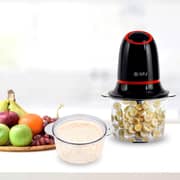SPJ 1.2L Electric Food Chopper 300W, Glass Bowl Meat & Vegetable Grinder, Stainless Steel Blades, Kitchen Chopper, Black & Orange