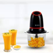 SPJ 1.2L Electric Food Chopper 300W, Glass Bowl Meat & Vegetable Grinder, Stainless Steel Blades, Kitchen Chopper, Black & Orange