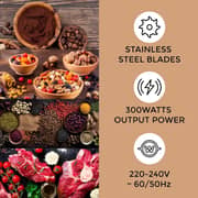 SPJ 1.2L Electric Food Chopper 300W, Glass Bowl Meat & Vegetable Grinder, Stainless Steel Blades, Kitchen Chopper, Black & Orange