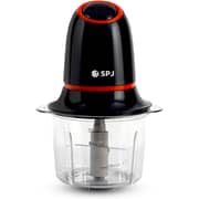 SPJ 1.2L Electric Food Chopper 300W, Glass Bowl Meat & Vegetable Grinder, Stainless Steel Blades, Kitchen Chopper, Black & Orange