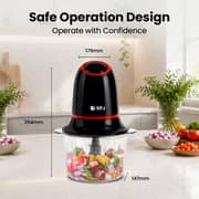 SPJ 1.2L Electric Food Chopper 300W, Glass Bowl Meat & Vegetable Grinder, Stainless Steel Blades, Kitchen Chopper, Black & Orange