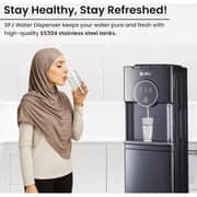 SPJ 18.9L Bottom Loading Water Dispenser, Hot Cold & Normal Water Cooler, Child Safety Lock, Antibacterial Water Dispenser, Anti-Electric Shock Protection, Black