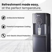 SPJ 18.9L Bottom Loading Water Dispenser, Hot Cold & Normal Water Cooler, Child Safety Lock, Antibacterial Water Dispenser, Anti-Electric Shock Protection, Black