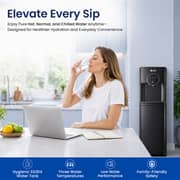 SPJ 18.9L Bottom Loading Water Dispenser, Hot Cold & Normal Water Cooler, Child Safety Lock, Antibacterial Water Dispenser, Anti-Electric Shock Protection, Black