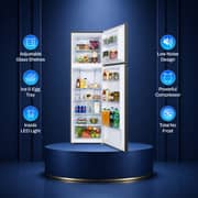 SPJ 286L Frost Free Double Door Refrigerator, Top Mount Freezer, Energy Efficient, Adjustable Glass Shelves, LED Light, Powerful Compressor, Low Noise, Dark Silver