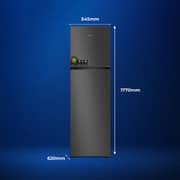 SPJ 286L Frost Free Double Door Refrigerator, Top Mount Freezer, Energy Efficient, Adjustable Glass Shelves, LED Light, Powerful Compressor, Low Noise, Dark Silver