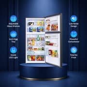 SPJ 538L Double Door Refrigerator, Top Mount, No Frost Cooling, Digital Display, High Performance Cooling, Premium Durable Design, Adjustable Glass Shelves, Low Noise, Energy Saving, Dark Silver