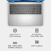 Dell 16 (2024) Laptop - 1st Series / Intel Core 5-120U / 16inch FHD+ / 512GB SSD / 8GB RAM / Shared Intel Graphics / Windows 11 / English Keyboard / Platinum Silver / International Version - [LDC16251-5506SLV-PUS]