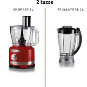 Ariete Gourmet Pro Moderna Multifunction Food Processor 1000W 3L Bowl + 2L Blender 2 Speeds + Pulse - Red – 1782