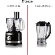 Ariete Gourmet Pro Moderna Multifunction Food Processor 1000W 3L Bowl + 2L Blender 2 Speeds + Pulse - Black – 1782