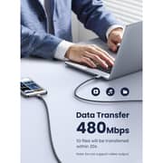 سلك يوجرين من USB-C  إلى USB-C بطول 2 متر لون أسود US316-70429