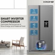 Krome Side By Side Refrigerator 529L Dark Silver - KR-SBS701WIH