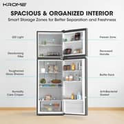 Krome Top Mount Refrigerator 286L Dark Silver - KR-RFF370TI