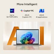 Asus Vivobook S14 (2026) Copilot+ PC - AMD Ryzen AI 5-330 / 14inch WUXGA / 512GB SSD / 16GB RAM / Shared AMD Radeon Graphics / Windows 11 Home / English & Arabic Keyboard / Cool Silver / Middle East Version - [M3407KA-SF012W]