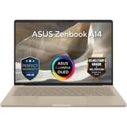 Asus Zenbook A14 (2026) Laptop - Qualcomm Snapdragon X2 Elite-X2E-88-100 / 14inch WUXGA / 512GB SSD / 16GB RAM / Shared Qualcomm Adreno Graphics / Windows 11 Home / English & Arabic Keyboard / Zabriskie Beige / Middle East Version - [UX3407NA-B512W]