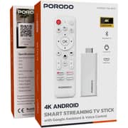 Porodo 4k Android Smart Streaming TV Stick White - PDH313WH