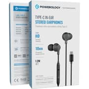 Powerology Type-C Wired In Ear Stereo Earphone Black