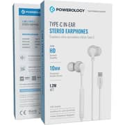 Powerology Type-C Wired In Ear Stereo Earphone White