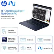 HP OmniBook X Flip 2-in-1 Convertible (2024) Laptop - 2nd Series / Intel Core Ultra 5-226V / 14inch FHD / 512GB SSD / 16GB RAM / Shared Intel Arc 130V Graphics / Windows 11 Home / English Keyboard / Atmospheric Blue / Internationl Version - [14-FM0013DX]
