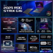 Asus ROG Strix G16 Gaming (2025) Laptop - AMD Ryzen 9-8940HX / 16inch WUXGA / 1TB SSD / 16GB RAM / 8GB NVIDIA GeForce RTX 5070 Laptop GPU / Windows 11 Home / English Keyboard / Gray / International Version - [G614PP-WH94]