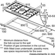Bosch Series 6 Built-in 5 Burners Gas Hob 90cm Stainless Steel - PCR9A5I90