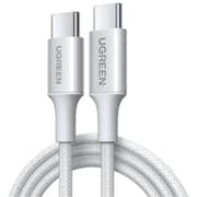 سلك مجدول يوجرين من USB-C إلى USB-C بطول 2 متر يدعم الشحن السريع لون أبيض L501
