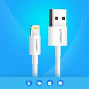 سلك متين يوجرين من USB-A إلى Lightning بطول 1 متر لون أبيض US155