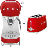 Smeg 50's Style Espresso Machine - ECF02RDUK + Toaster TSF02RDUK