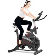 Sparnod Fitness Spin Bike for Home Workout with Belt Drive, 9KG Flywheel, Adjustable Seat & Handlebar, Friction Resistance, LCD Display, Tablet Holder, Max User Weight 110KG - (SSB-09B)