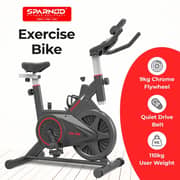 Sparnod Fitness Spin Bike for Home Workout with Belt Drive, 9KG Flywheel, Adjustable Seat & Handlebar, Friction Resistance, LCD Display, Tablet Holder, Max User Weight 110KG - (SSB-09B)