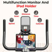 Sparnod Fitness Spin Bike for Home Workout with Belt Drive, 9KG Flywheel, Adjustable Seat & Handlebar, Friction Resistance, LCD Display, Tablet Holder, Max User Weight 110KG - (SSB-09B)