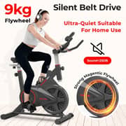 Sparnod Fitness Spin Bike for Home Workout with Belt Drive, 9KG Flywheel, Adjustable Seat & Handlebar, Friction Resistance, LCD Display, Tablet Holder, Max User Weight 110KG - (SSB-09B)