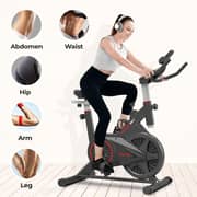 Sparnod Fitness Spin Bike for Home Workout with Belt Drive, 9KG Flywheel, Adjustable Seat & Handlebar, Friction Resistance, LCD Display, Tablet Holder, Max User Weight 110KG - (SSB-09B)