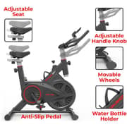 Sparnod Fitness Spin Bike for Home Workout with Belt Drive, 9KG Flywheel, Adjustable Seat & Handlebar, Friction Resistance, LCD Display, Tablet Holder, Max User Weight 110KG - (SSB-09B)