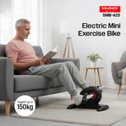 Sparnod Fitness Electric Mini Exercise Bike, Portable Pedal Exerciser with Remote Control, LCD Display for Time Speed Distance Calories, Quiet Motor, Forward & Reverse Motion, 150kg Capacity - (SMB-625)