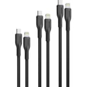 Promate Ultimate USB-C to Lightning Cable Black (Pack of 3) - CABLEKIT-CI
