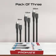 Promate Ultimate USB-C to Lightning Cable Black (Pack of 3) - CABLEKIT-CI