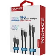 Promate Ultimate USB-C to USB-C Cable Black (Pack of 3) - CABLEKIT-CC
