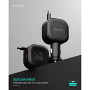Heatz 2 Port Car Charger With Built-in Retractable Cable Black - ZCC22