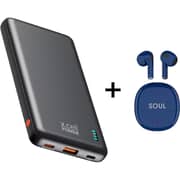 Xcell Power Bank 10200mAh Black - BD-10200PD + Soul Ai Earbuds Blue